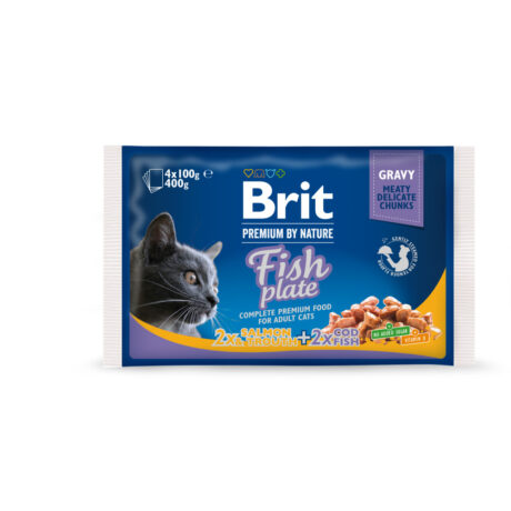 Набір вологих кормів Brit Premium Cat Pouch «Рибна тарілка» для котів, 4 шт х 100 г