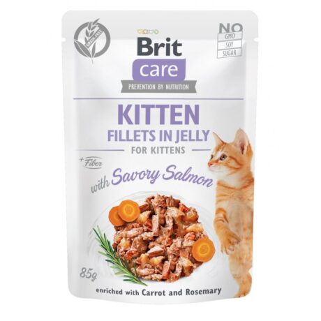 Вологий корм Brit Care Cat Pouch для кошенят, в желе, пікантний лосось, 85 г